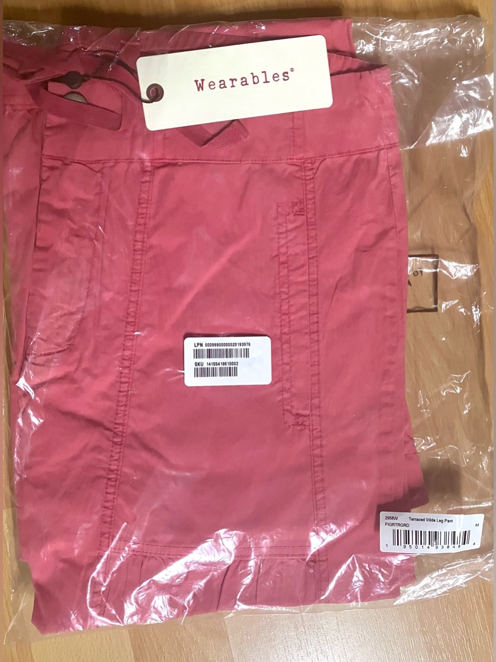 XOVI Wide-Leg Tiered Drawstring Lightweight Pants - Coral Pink: M - Picture 6 of 6